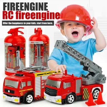 1:58 Мини RC Пожарната Стълба Стомна Камион 8027 Модел Играчка електрически автомобил С Led Подсветка Моделиране Подаръци Играчки за деца