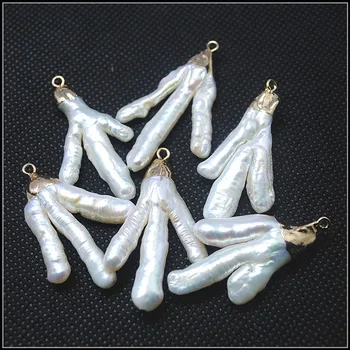 1 бр. висулки от естествени сладководни перли във формата на бароков цвят бял, размер на 30-40 mm, за колиета, медальони, аксесоари за направата на
