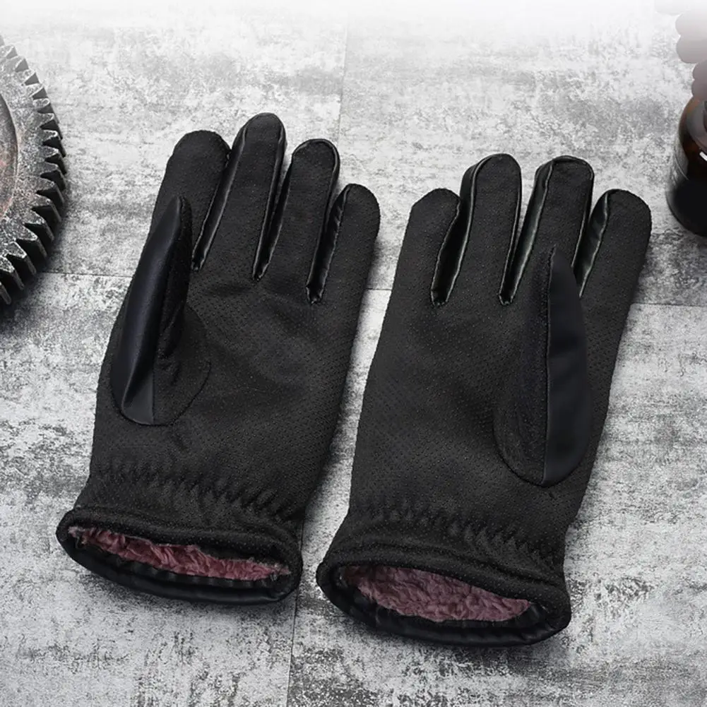 1 Чифт Ръкавици за Езда, Сгъстено Мъжки Зимни Ръкавици, Разтеглив Велосипедни Ръкавици