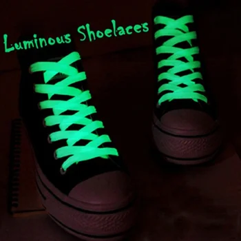 1 чифт светещи връзки на равна подметка, парусиновые ремък за обувки, светещи в тъмното, цветни и флуоресцентни ремък за обувки 60/80/100/120/140 см