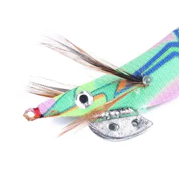 10 бр/пакет 3D Очите Калмари кука 12 г 15 г 20 г Дървени Скариди Риболовна Стръв Изкуствена Стръв Светещ Октопод, Калмари кука