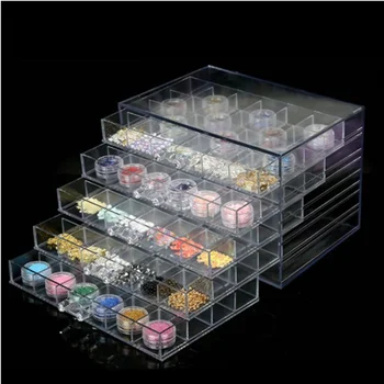 120 Mesh Кутия За Съхранение на Бижута За Нокти Прозрачна Кутия За Съхранение на Бижута Diamond Органайзер Поставка За Дисплея на Акрилна Кутия Пластмасова WF1021