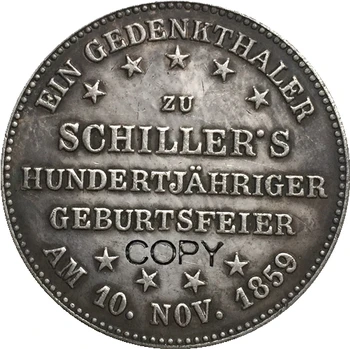 1859 Немски монети с номинална стойност от 1 талер КОПИЕ 33 мм