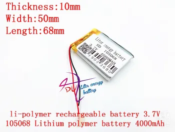 1БР 105068 3,7 4000 mah Литиево-полимерна Батерия С Опазването на Такси За MP3 MP4, MP5 GPS Стъкло Цифров Продукт