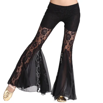 2018 Нов стил, сексуална лейси облекла за танци, облекла за танци, панталони с риба опашка, панталони за танца на корема, дантелени панталони за танца на корема, 9 цвята