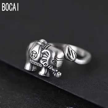 2019 Ново 100% сребърен пръстен S925, женски пръстен в етнически стил, благоприятно пръстен със слон, тайское сребърна матова пръстен, дамско модно сребърен пръстен