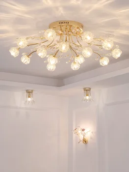 2021 Европейски стил хол лампа кристал тавана лампа модерна спалня светлина на разкошен златен трапезария декоративни лампи