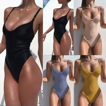 2021 Нов Бански костюм-бикини, Обикновен, Монтиране, С Висока Еластичност, Здрав, Малки, Свежи, Секси Жена, едно Парче Бански
