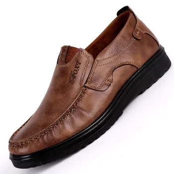 2022 г., Пролет-есен Нова мъжки Ежедневни Обувки от естествена кожа в бизнес стил, Леки, Удобни Меки Нескользящие Лоферы, Нескользящие