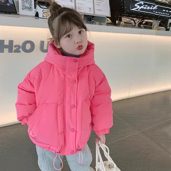 2022 Нова корейска версия на дрехи за деца и момичета с плътни модерен топло яке върху памучна подплата