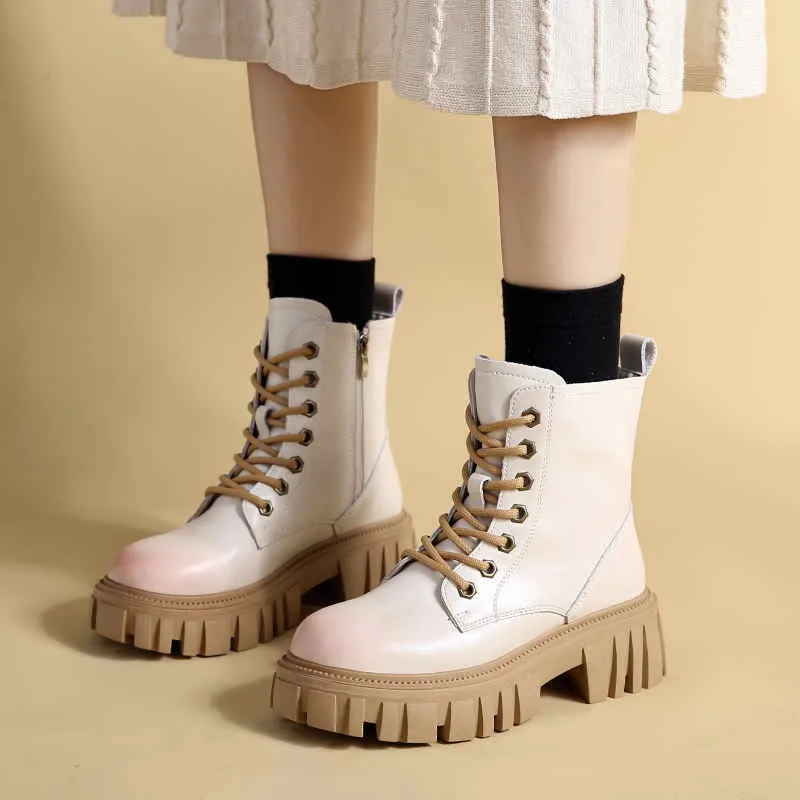 2022 рок обувки дамски ботуши в стил лолита дамски ботуши с кръгло бомбе с цип на плоския токчета женски до средата на прасците гумени до средата на прасците базовия модел