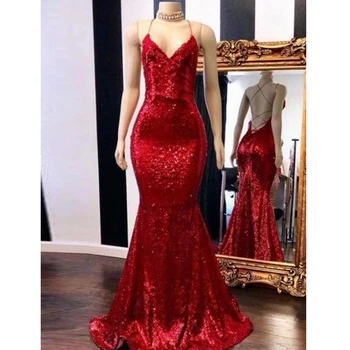 2023 Сексуално и блестяща Червена рокля за бала в Дубай, Вечерна рокля с Аппликацией, Рокля с висока Талия и отворен гръб, Вечерна рокля