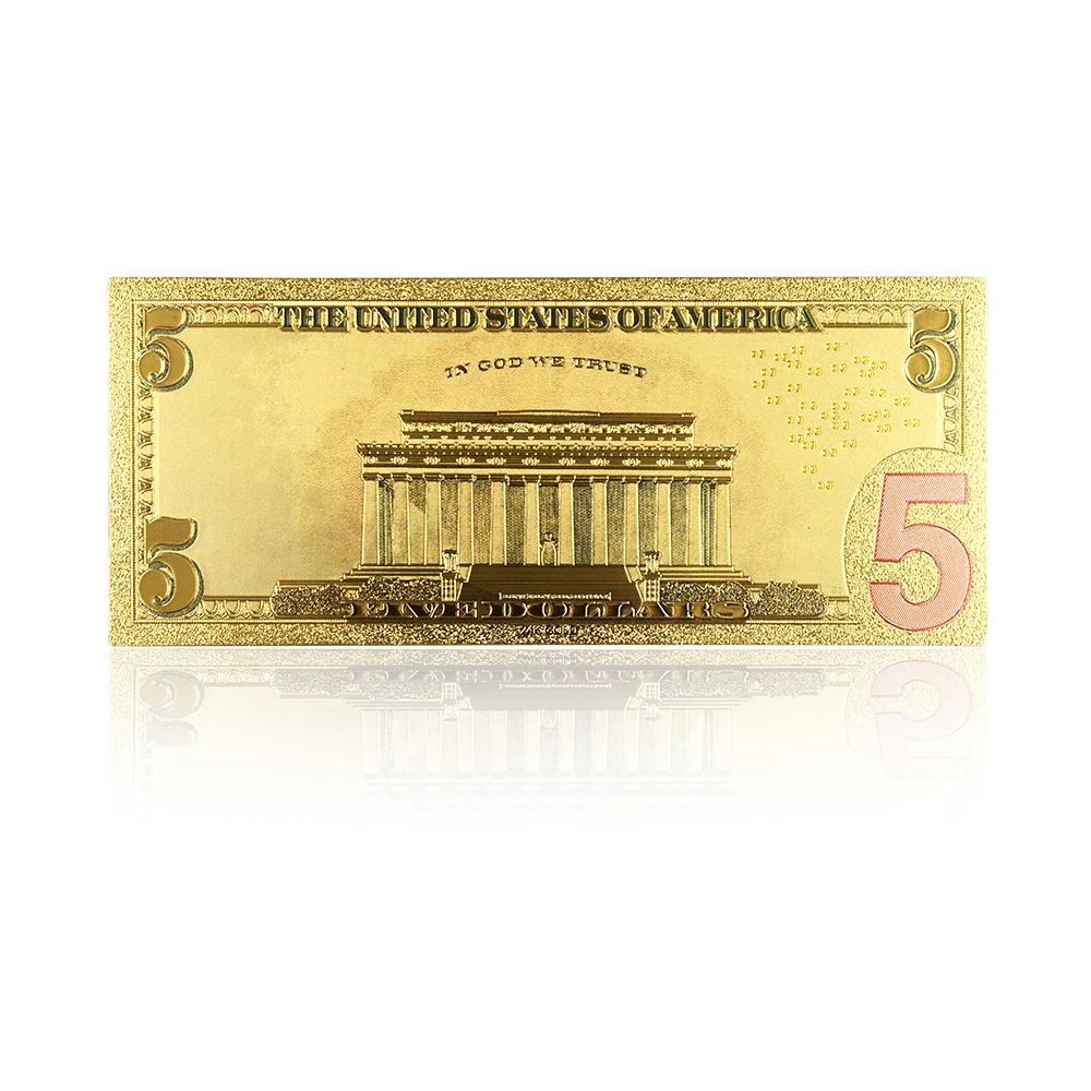 24-каратово Злато Нова Банкнота от 5 долара на Американски Стил Банкнота Банкнота Златна Банкнота Коледна Колекция Домашен Офис Декор