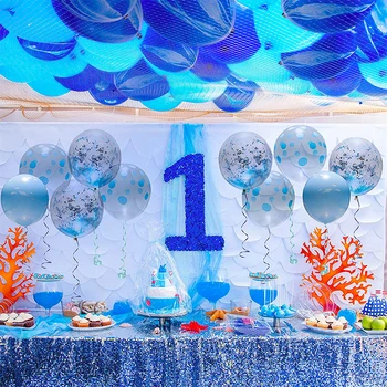 27 бр. Син Океан Под Вода на Първия Рожден Ден на Парти Сини Балони Decorstions Риба латексови балони Сини Сватбени Балони Балони