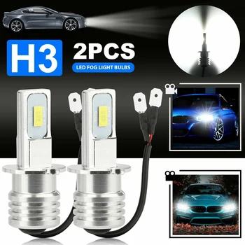 2X H3 Супер Ярки LED Светлини Фарове за дълги Светлини Комплект Лампи 6000 До Бял 100 W
