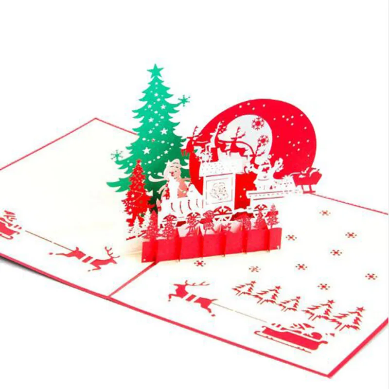 3 бр./10 бр. Творчески 3D покана карта на Дядо Коледа, Коледни подаръци, Ръчно изработени Поздравителни картички За Рожден Ден, Коледна Парти, Благословляющая Картичка