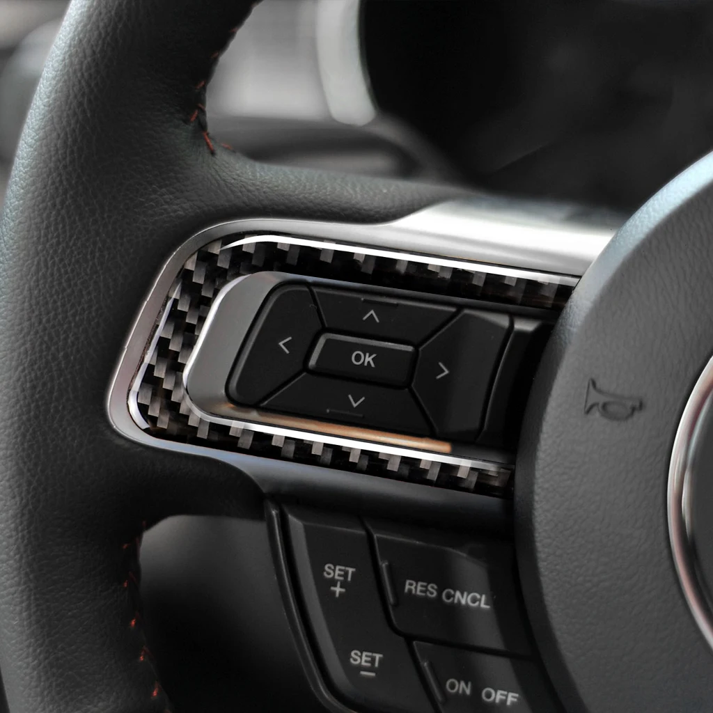 3 Бр. 3D карбон Вътрешна Украса на капачката на Волана Стикер Стикер украса за Ford Mustang 2015-2017 Нова