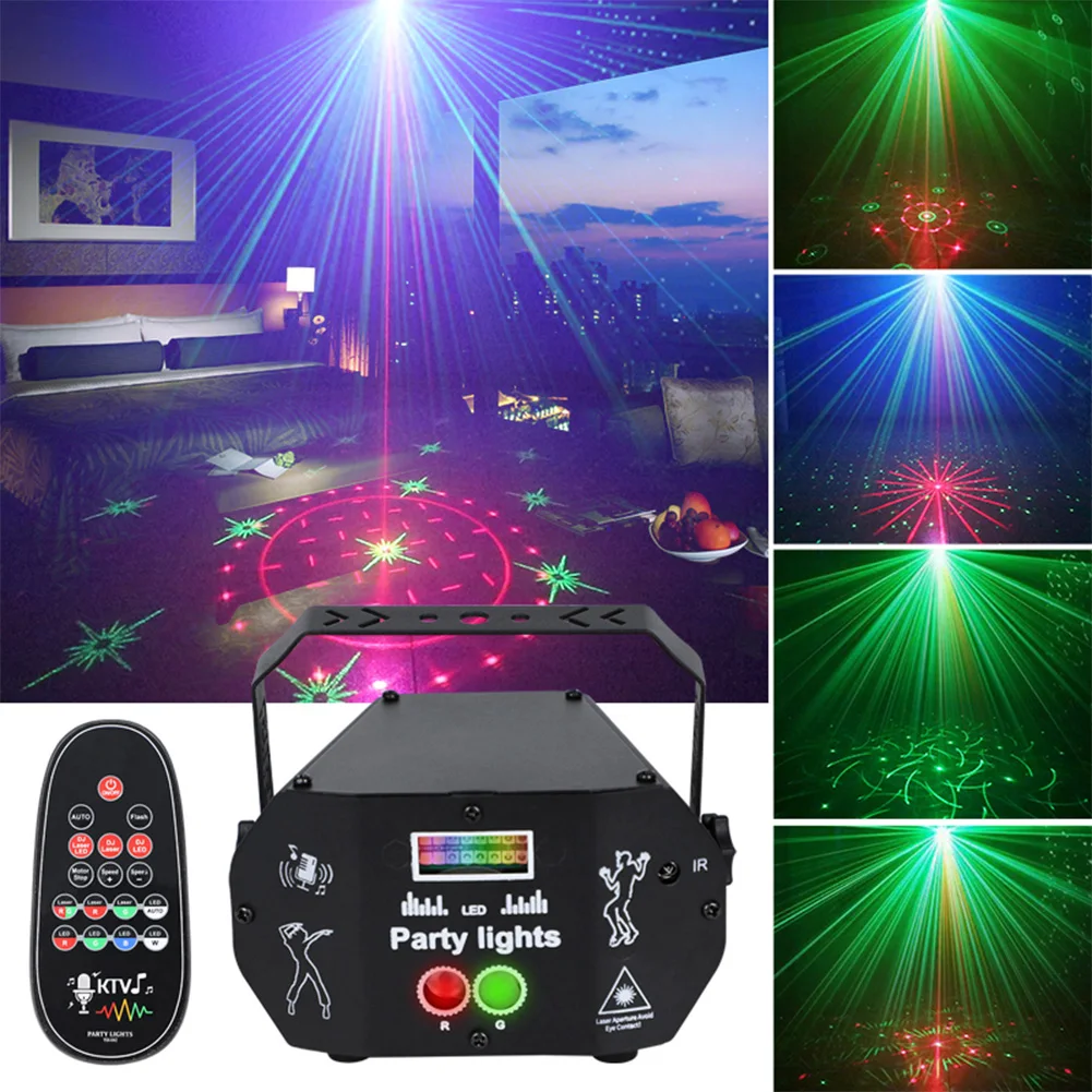 3 в 1 RGBW ефекта на светлинни Проектор DJ Диско С Лазерен Лампа S Звукова Активиране на Вечерните Светлини с дистанционно Управление за Домашна Бар Сватба
