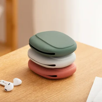 3 Цвята Преносим Калъф за слушалки, Мини Силикон Овалния Калъф за Съхранение, Мека Чанта, Кутия за Слушалки, USB Кабел за трансфер на данни, Калъф за Слушалки
