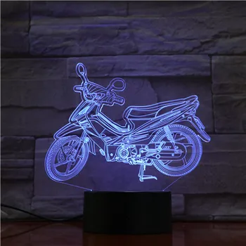 3D-1850 Стръмен Мотоциклет 7/16 Цветове Чанг 3D Led нощна светлина За Сън, Интериор за Спални, Лампа, Подарък За Свети Валентин