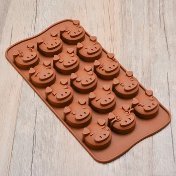 3D Скъпа Форма на Прасе Силиконова Форма За Торта направи си САМ Формата За Шоколад, Лед Форма За Животни Във Форма на Прасе За Печене на Торта Със Захарен Фондан 15 дупки