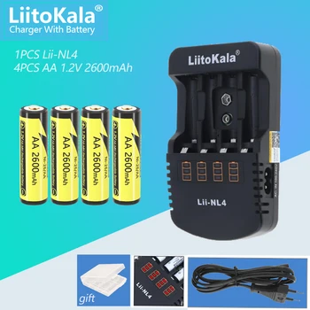 4 бр. LiitoKala 1.2 AA 2600 mah/AAA 1000 mah Ni-MH Акумулаторна батерия за температура пистолет дистанционно управление, играчка мишка батерия + NL4