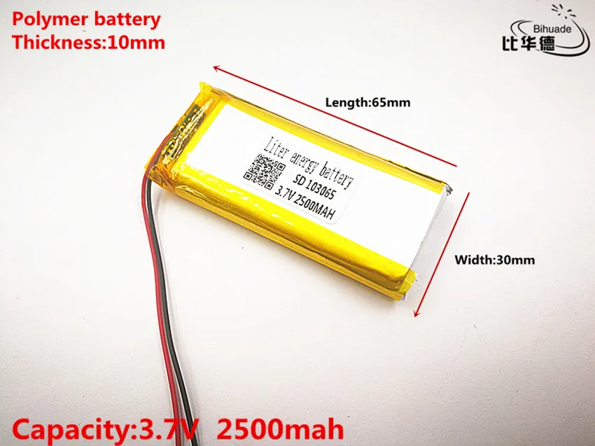 5 бр. Литра енергиен батерия Добро качество 3,7 В, 2500 мА/ч, 103065 Полимерна литиево-йонна/Литиево-йонна батерия за ИГРАЧКИ, POWER BANK, GPS, mp3, mp4