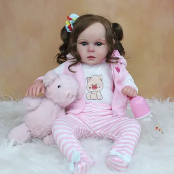 50 СМ 3D цвета на Кожата, Видимите Вени Мек Силиконов Reborn Бебето Кукла Играчка За Момичета Тъкан на Тялото на Дългите Коси на Принцесата Облечи Boneca