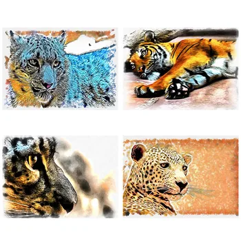 5D направи си САМ Животно е Тигър, Леопард Пълен Квадратен Диамант Живопис Бродерия Цветни, Ръчно изработени от Кристал Мозайка Начало Декор Стените на Стаята