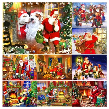 5D САМ Диамантена Картина Сладък Дядо Коледа е Пълна Тренировка Квадратен Комплект За Бродиране Мозайката е Художествена Картина от Планински Кристал Коледен Подарък Декор