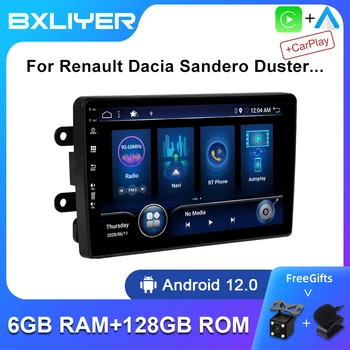 6 + 128 GB Carplay Android 12 2 Din Радио За Renault Dacia LOGAN sandero Duster Lodgy Lada визуален контрол Captur Автомобилен Мултимедиен Плейър GPS