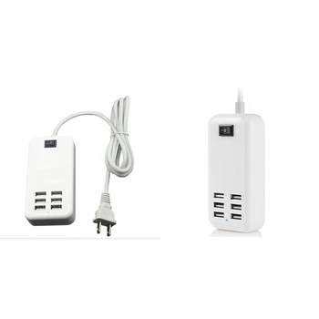 6 Портове USB Зарядно Устройство за телефон Hub 10 W 2A Настолна Гнездо За Адаптер За Iphone US Plug