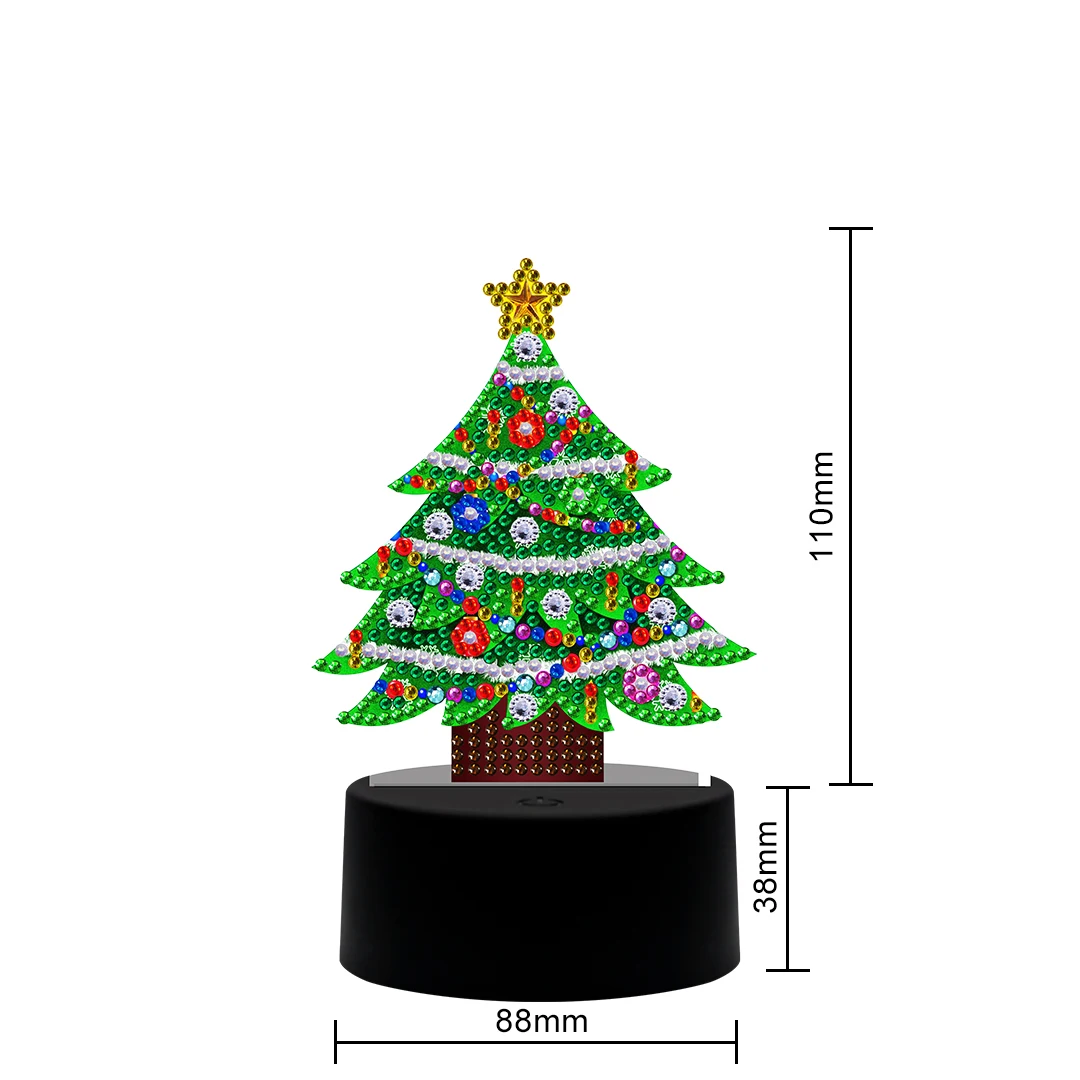 7 Цветни САМ Диамантена Живопис Led Лампа със Специална Форма Диамантена Мозайка кръст Бод Бродерия Коледно Дърво от Кристал Декор