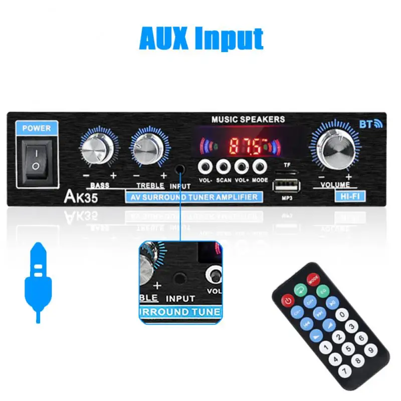 AK35 800 W Цифрови Усилватели Аудио 110-240 v Бас Аудио Мощност За Bluetooth Hi-Fi USB FM Auto Музикален Субуфер Динамиката на Приемника
