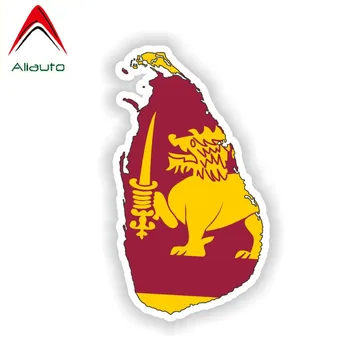 Aliauto Самоличността на Картата на Шри Ланка Флаг на Колата Стикер Стикер Светлоотразителни Аксесоари за Peugeot, Skoda, Volvo, Honda Civic, 14 см * 8 см