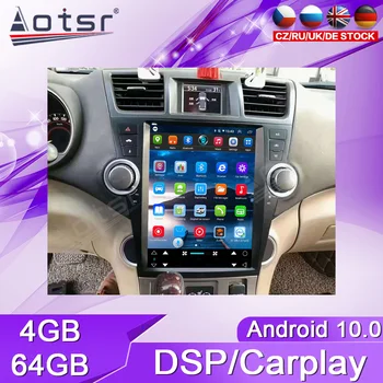 Android 64G Мултимедиен Плейър GPS Навигация За Toyota Highlander 2009-2013 Сензорен Екран Кола Стерео Радио Авто Tesla Блок на ДПС