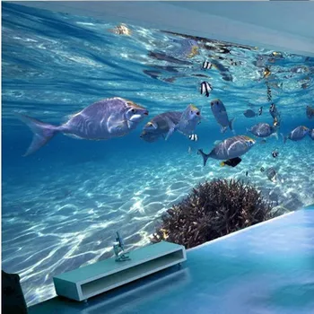beibehang Custom снимка 3D papel parede подводен свят на морските риби, всекидневна, детска стая ТЕЛЕВИЗИЯ фон 3d стенопис тапети