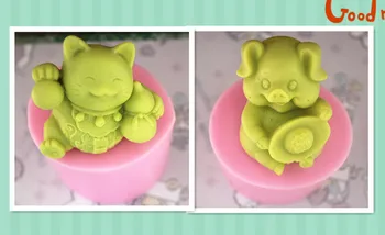 C172 / форма за собственоръчно сапун /силиконова форма/сапун/режими на свещи Happy happy прасе и котка двойки