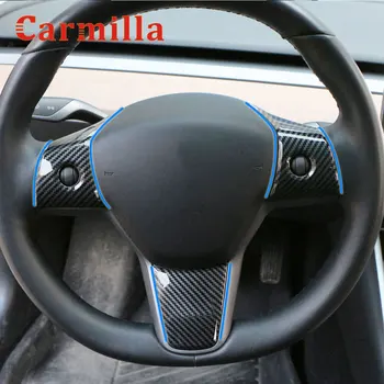 Carmilla Carbon Fiber Автомобили Панел на Волана, Декоративна Тампон, Стикер за Tesla Model 3 Model3 2016-2020 Аксесоари