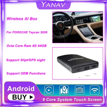 Carplay Безжичен Ai Box Двойна Bluetooth Android За PORSCHE Taycan 2020 Авто Радио, Мултимедиен Плеър, Smart Box HDMI