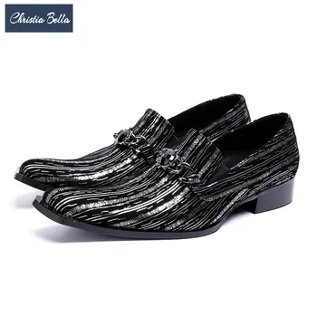 Christia Bella/ Нова Дизайнерска Мъжки Обувки за партита и Сватби, Модни Велур Модела Обувки, Мъжки Сребрист Бизнес Официални Обувки, по-Големи Размери