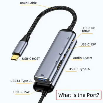 CY C USB КОНЦЕНТРАТОР, USB C за HDMI ＆ VGA HUB Конвертор HDTV Многопортовые Дисплеи Адаптер 4 До 60 Hz 1080 P с 100 W PD Порт захранване