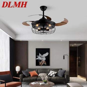 DLMH Ретро Вентилатор на Тавана Лампа Индустриален LED Черен Метален Лампа с Дистанционно Управление За домашното Спални и Таванско помещение