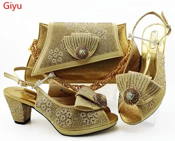 doershow последните златни италиански обувки с подходяща чанта Италиански дизайн Африканска Нигерийская обувки и чанта за партита! HBZ1-19