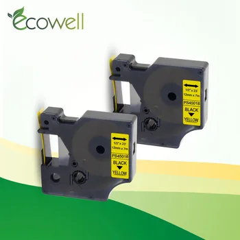 Ecowell 45018 Съвместим Dymo D1 manager 12mm Черно на жълто Этикеточных смяна на Ленти за Dymo Label Manager 160 280 210