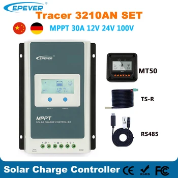EPEVER Слънчев MPPT 30A Зарядно Устройство 12 В 24 В Слънчев Регулатор LCD Дисплей за Светлина и Таймер за Управление на работното Натоварване с MT50 EPSOLAR Tracer3210AN