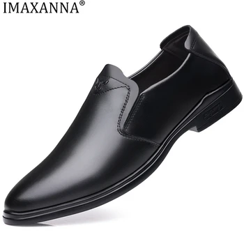 IMAXANNA/Нови мъжки модел обувки от мека кожа, Модни Удобна бизнес обувки, класическа британска удобни ежедневни обувки