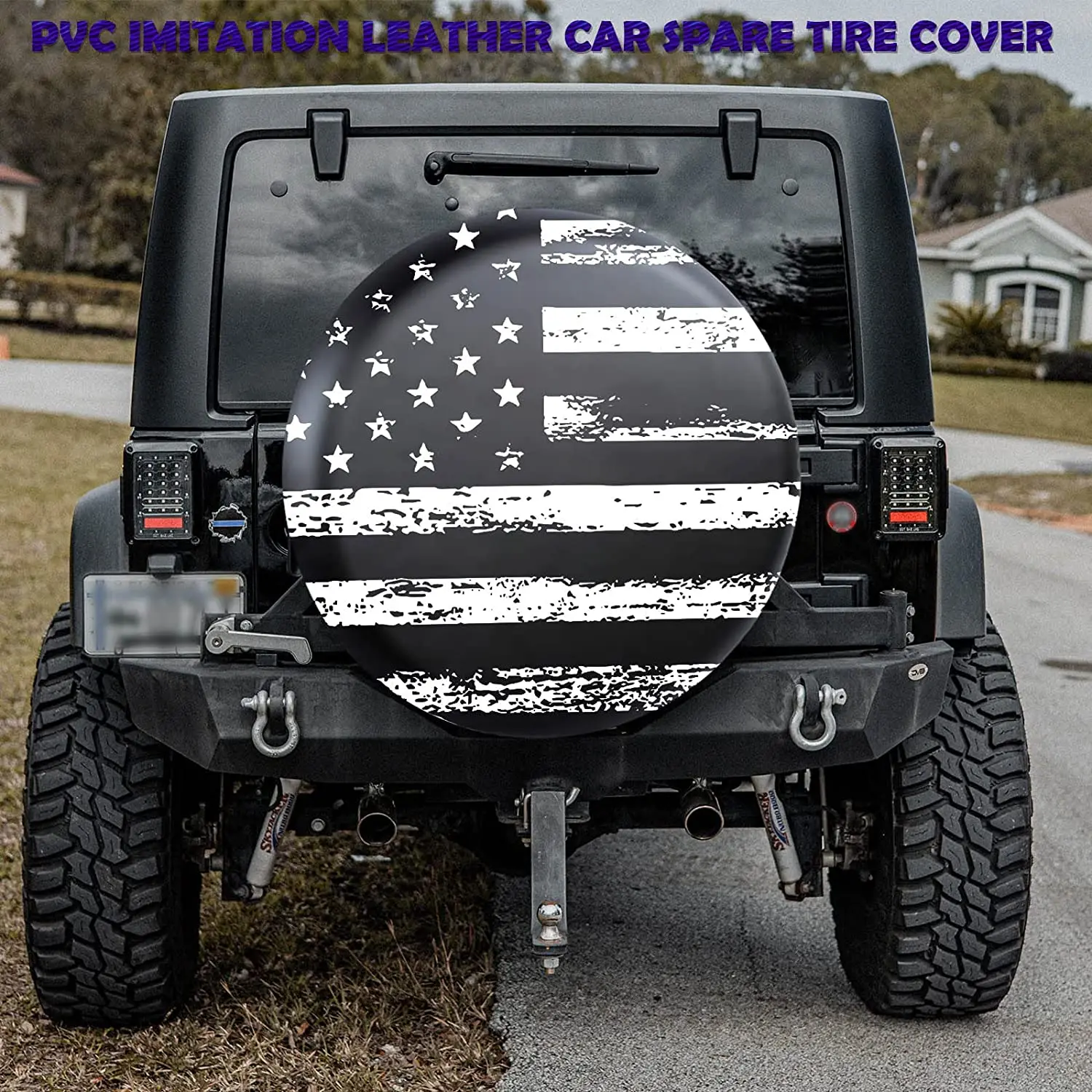 Jusen Черен, Бял Цвят, Ретро Американски Флаг, Защита за резервни гуми, Защита от Атмосферни Въздействия, за Защита от Прах, Подходящ за Jeep Wrangler АВТОБУСА, спорт ютилити превозно средство, T