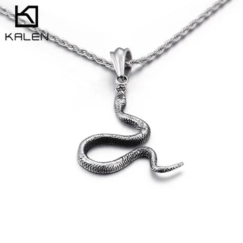 Kalen Животно Змия Усукана Модел Мъжки Медальон От Неръждаема Стомана Тенденция Колие Бижута