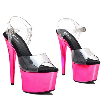 Leecabe/дамски сандали на платформа 17 см/7 инча, вечерни обувки на висок ток, обувки за танци на един стълб